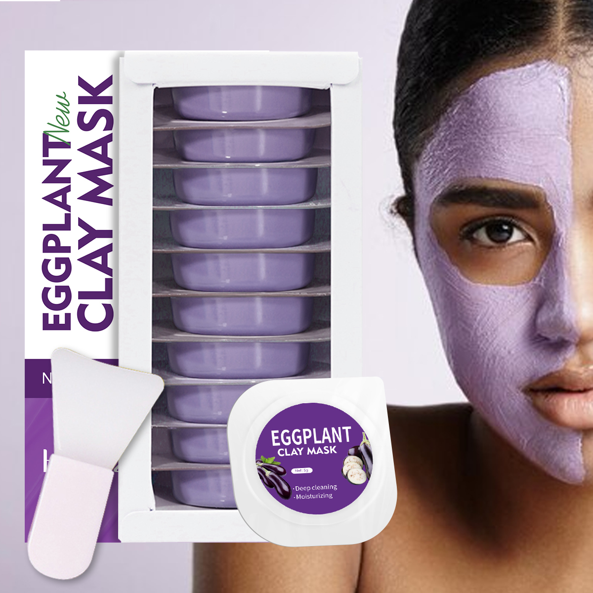 Mud Mask Kaolin - 5g/0.17oz*10 Eggplant clay mud mask deep