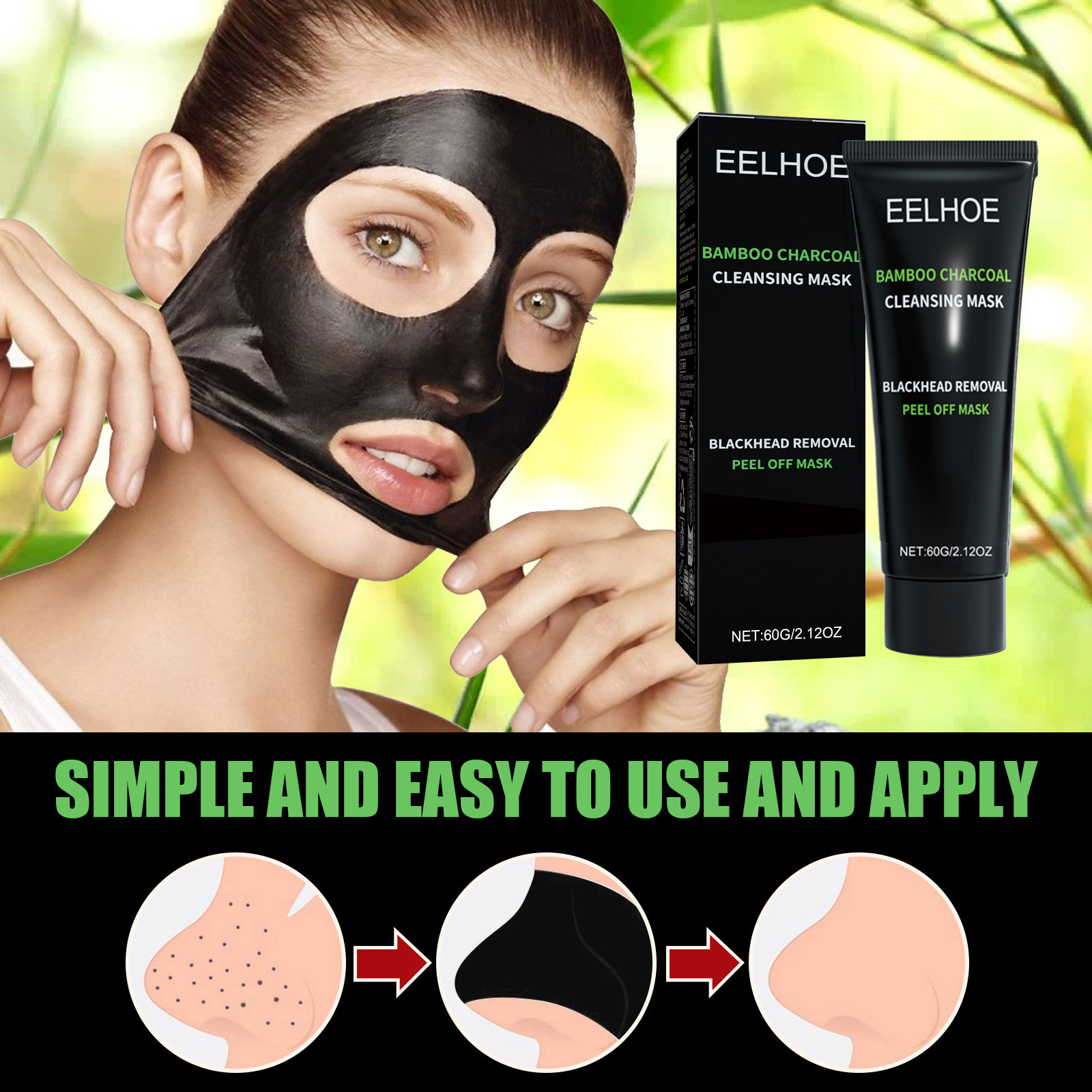 Bamboo Charcoal Tear-off Mask  - огляд і ціна Mud Mask Kaolin