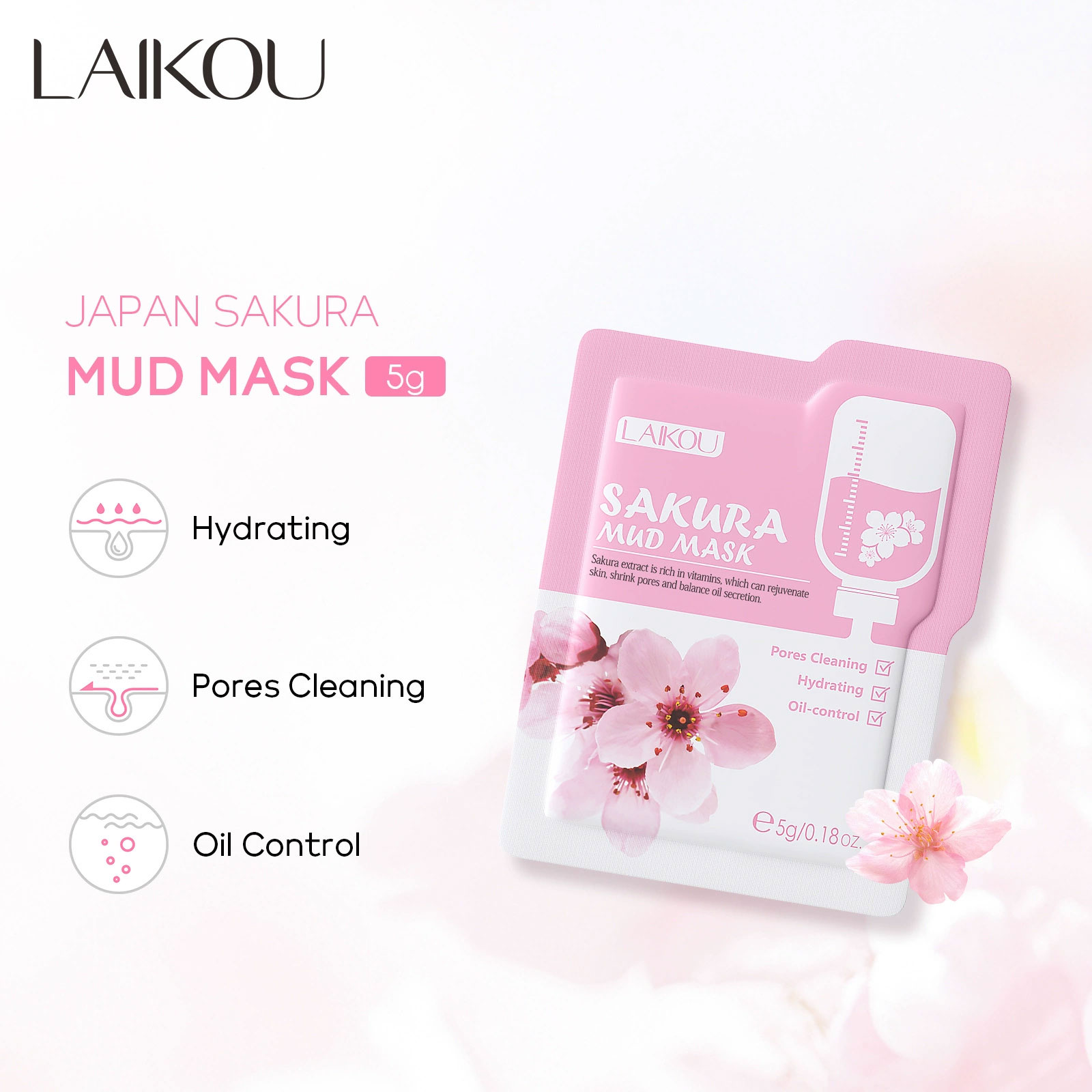 10pcsLAIKOU Sakura Mud Mask Ba - огляд і ціна Mud Mask Kaolin