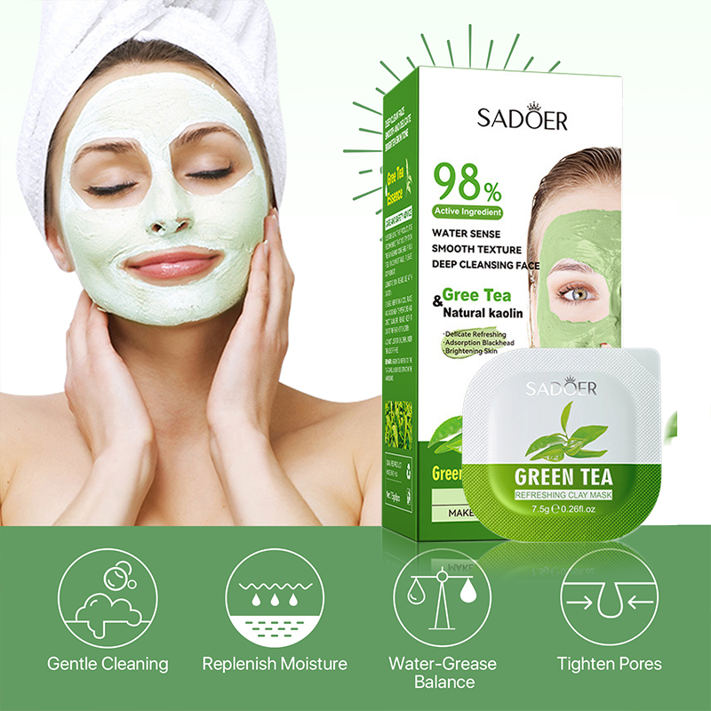 8pcs Green Tea Cleaning Mud Ma - огляд і ціна Mud Mask Kaolin