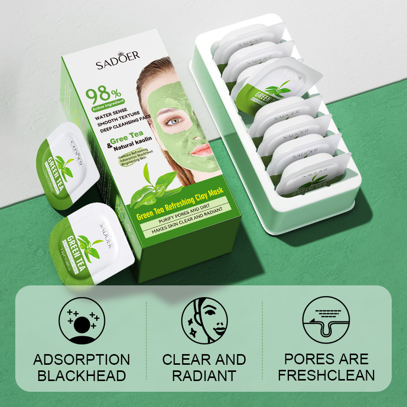 8pcs Green Tea Cleaning Mud Ma - огляд і ціна Mud Mask Kaolin